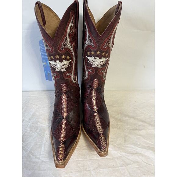Stingray Lizard Patch Work J Toe Cowboy Boots by El General 1901 Mens Size 6 - Picture 2 of 7